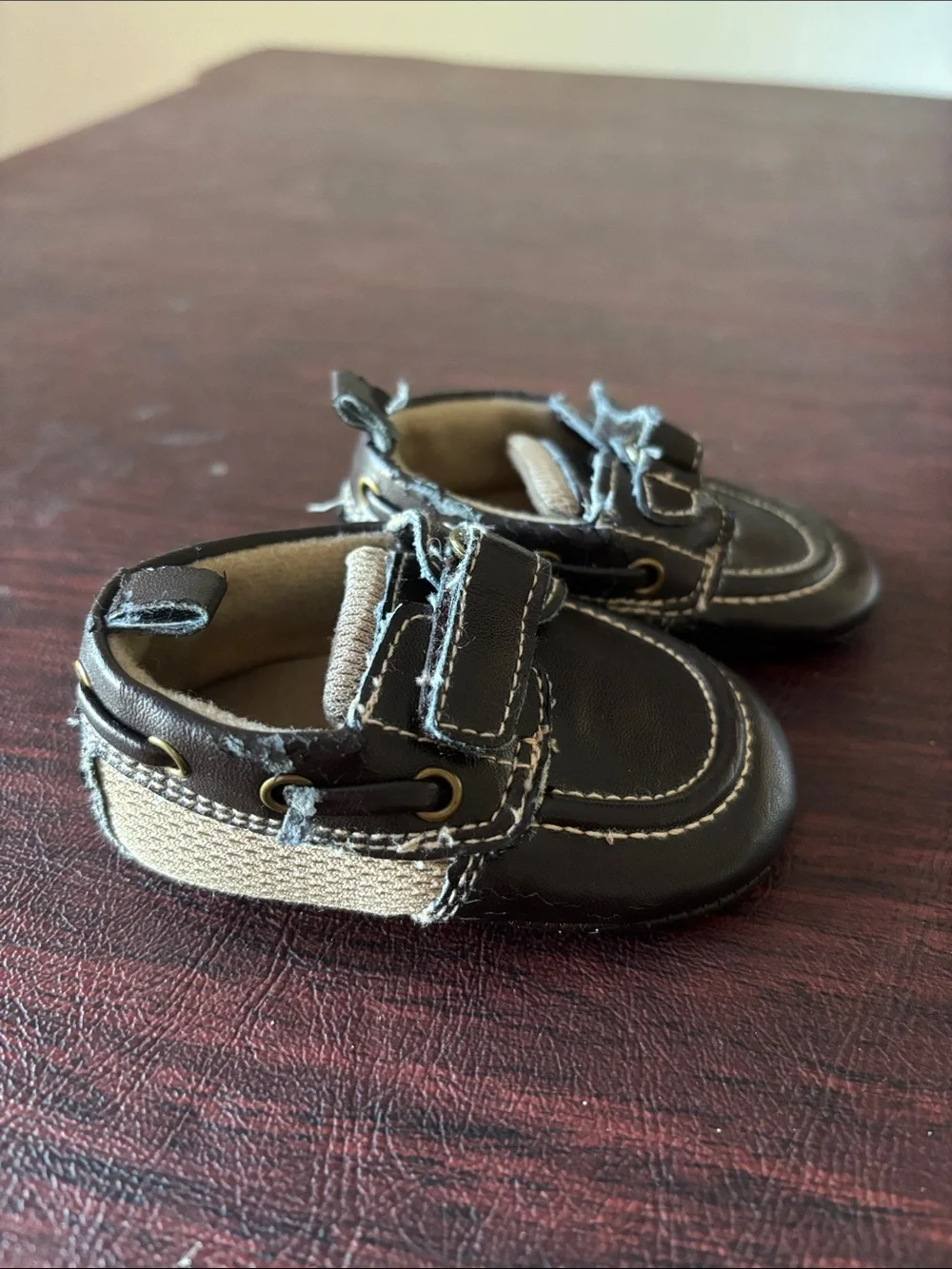 Baby Moccasin Loafers in Dark Brown with Velcro Strap